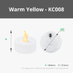 D37.2x36.6mm LED Flame Tea Light Lumânări Set (12pcs)