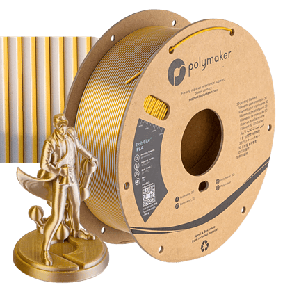 PolyLite PLA - Aur de mătase - Argint - Polymaker