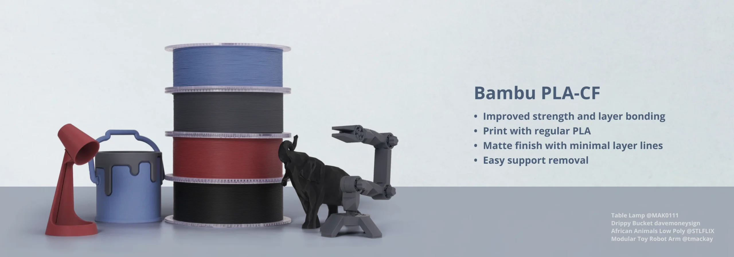PLA-CF - PLA negru, armat cu fibre de carbon Bambu Lab