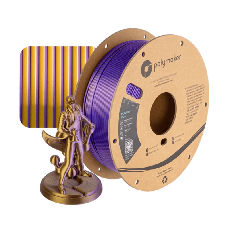 PolyLite PLA - Mătase - Aur - Violet - Polymaker