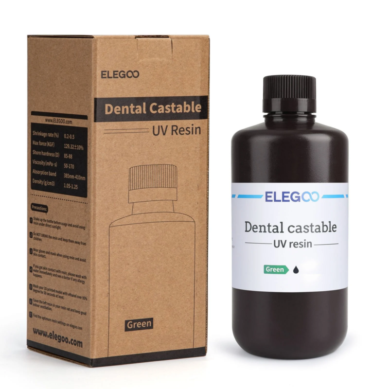 Rășină dentară pentru piese turnate - verde Elegoo 0,500 g.