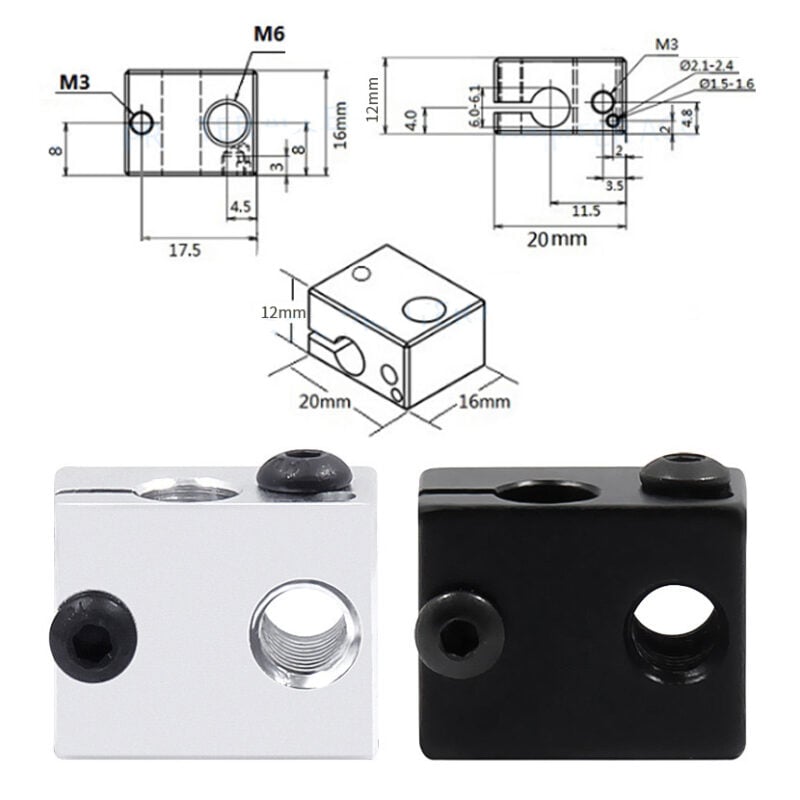 Bloc de combustibil V6 din aluminiu 20x16x12mm - imagine 4