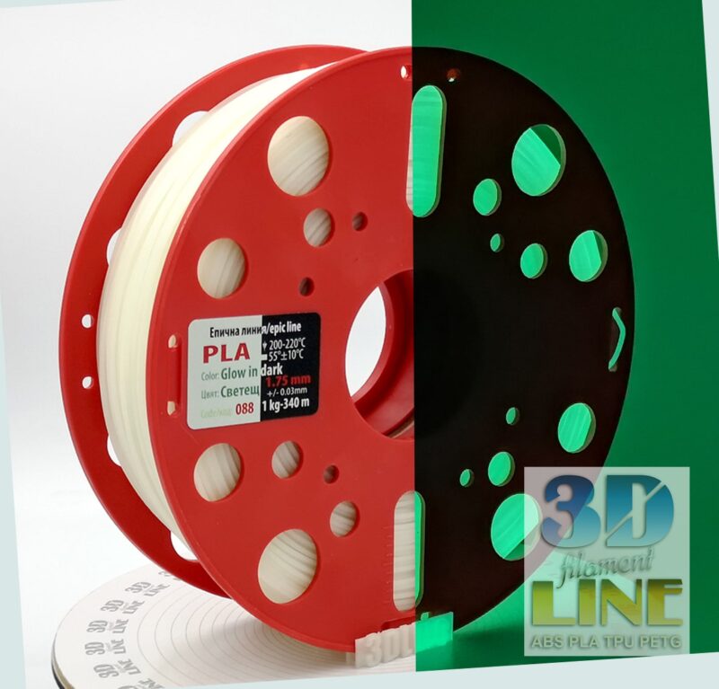 PLA - Strălucește în întuneric / lumină verde - 3DLine (fabricat în Bulgaria)
