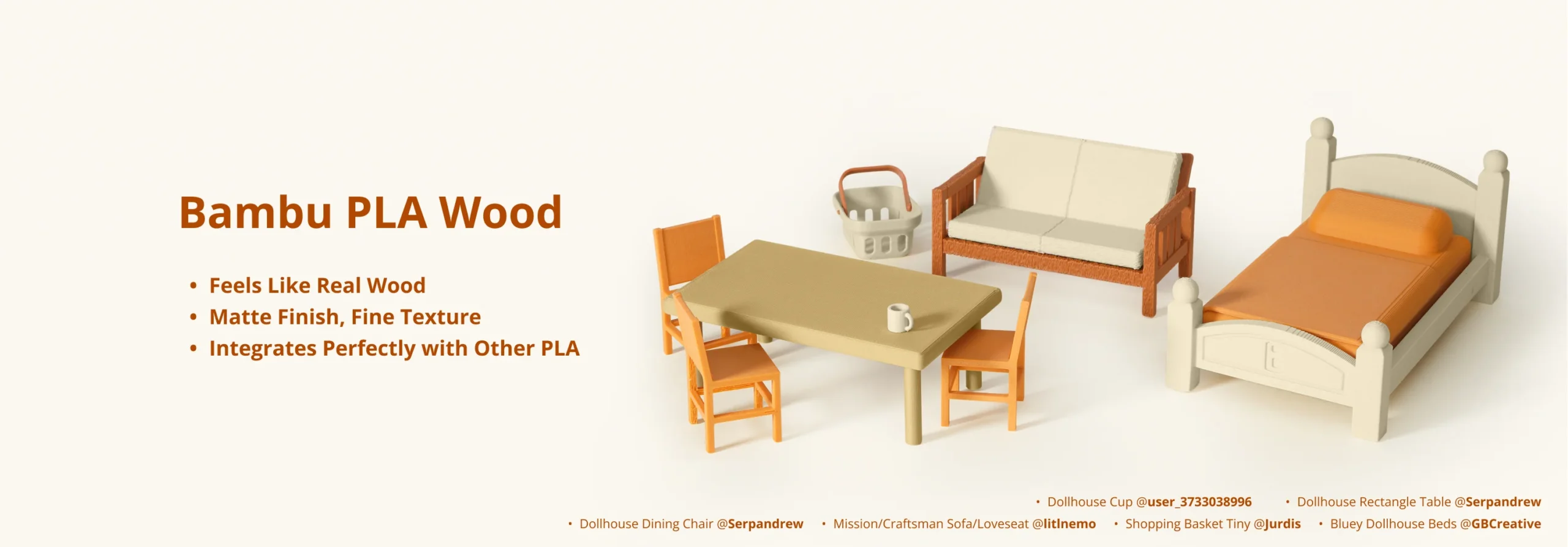 PLA WOOD - Lemn de trandafir - Bambu Lab