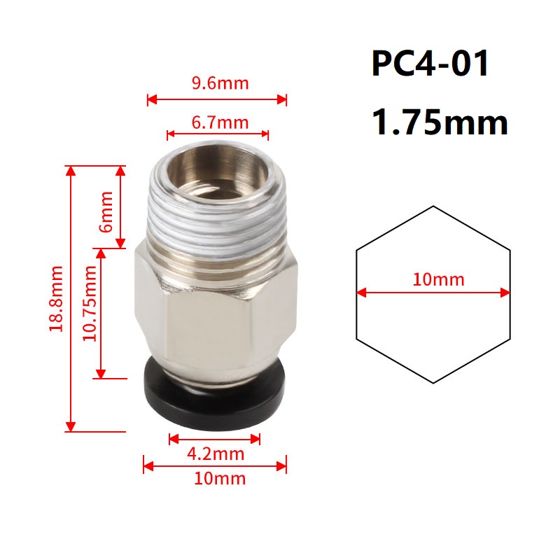 Racord metalic pneumatic PC4-M5
