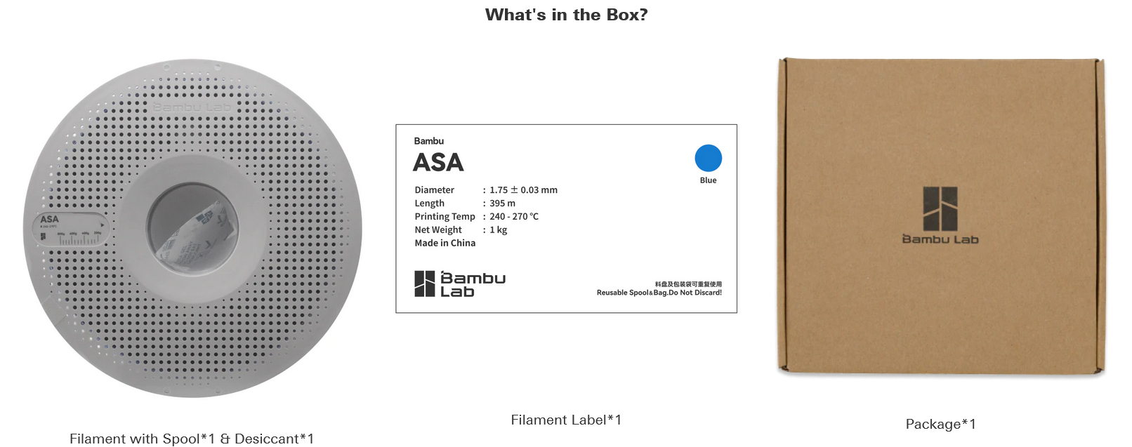 ASA - Albastru - cu bobină - Bambu Lab